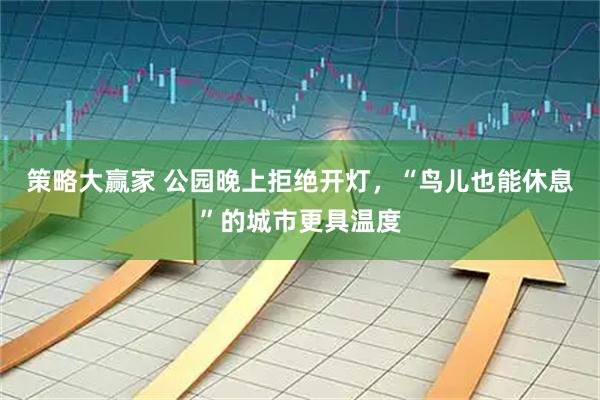 策略大赢家 公园晚上拒绝开灯，“鸟儿也能休息”的城市更具温度